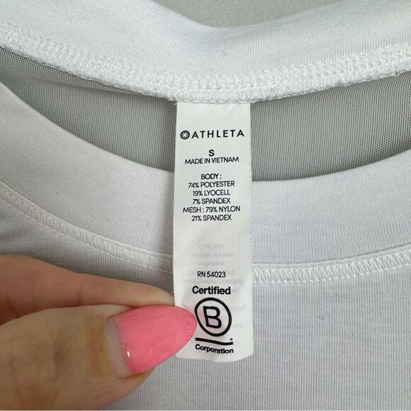ATHLETA | Wanderlust Oversized White Short Sleeve Top Mesh Detail Women’s Size S - Picture 9 of 10